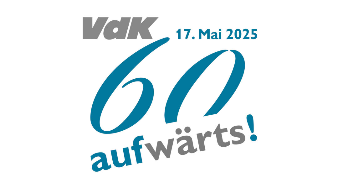 Schriftzug mit Terminankündigung: VdK 17. Mai 2025, 60 aufwärts!